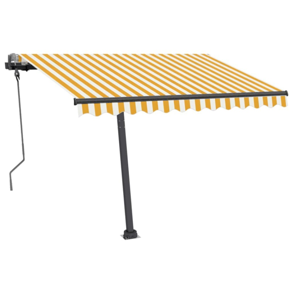 Copertină autonomă retractabilă manual, galben&alb, 300x250 cm - 3 | YEO