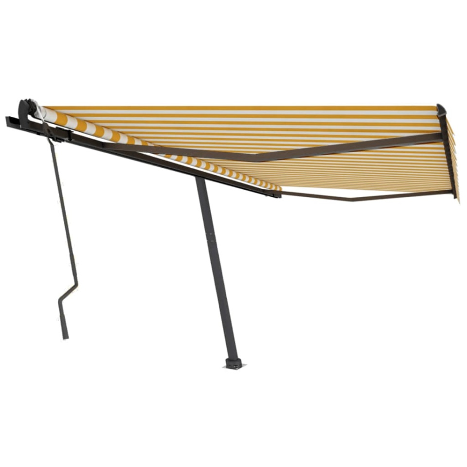 Copertină autonomă retractabilă manual, galben/alb, 450x300 cm - 1 | YEO
