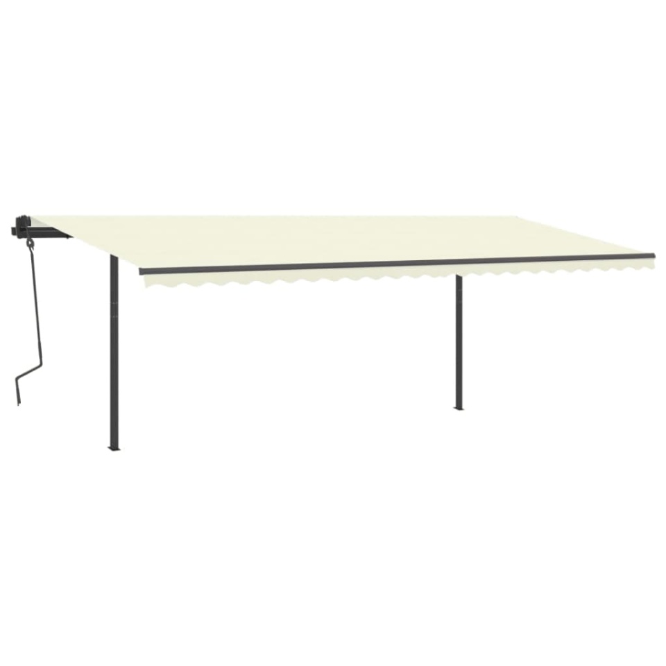Copertină retractabilă automat, cu stâlpi, crem, 6x3,5 m - 1 | YEO