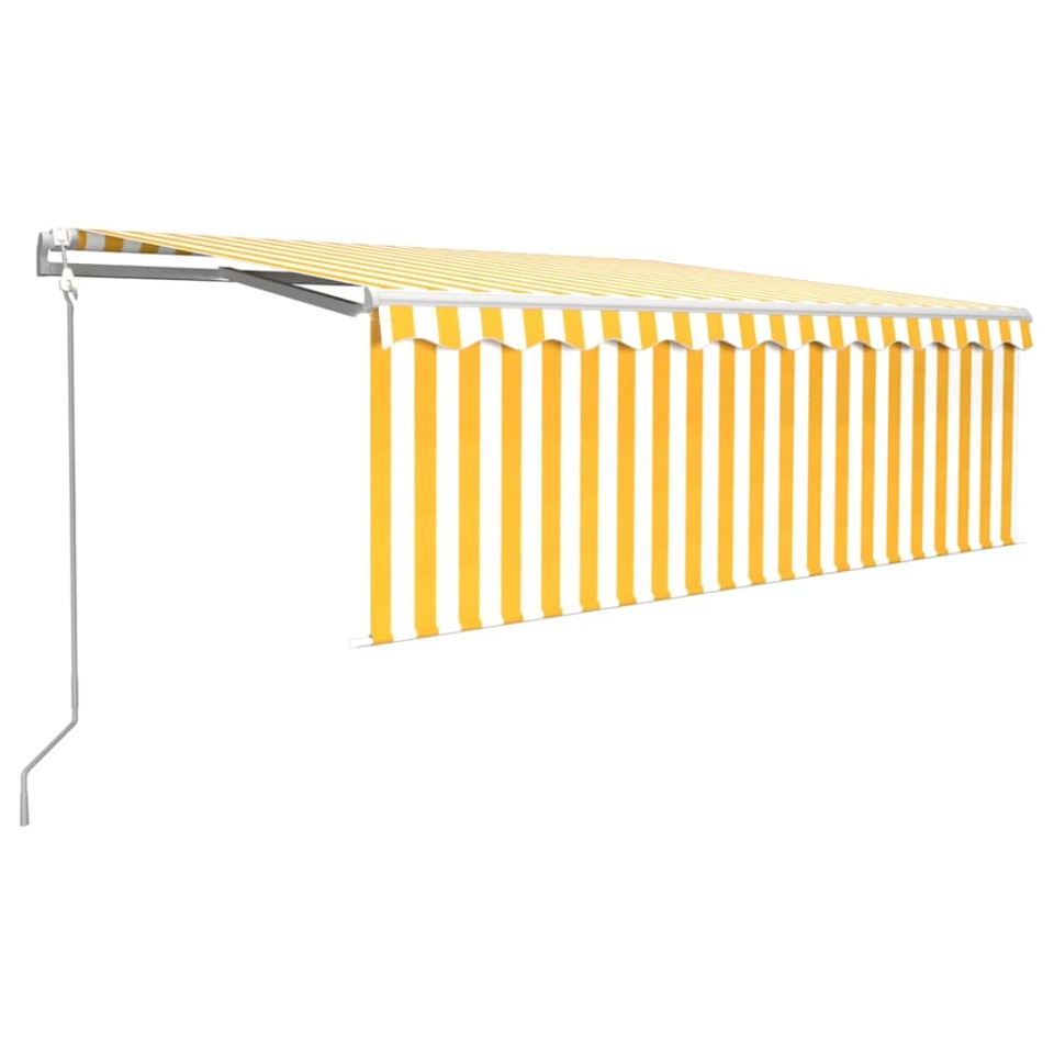 Copertină retractabilă automat cu stor, galben&alb, 4x3 m - 1 | YEO
