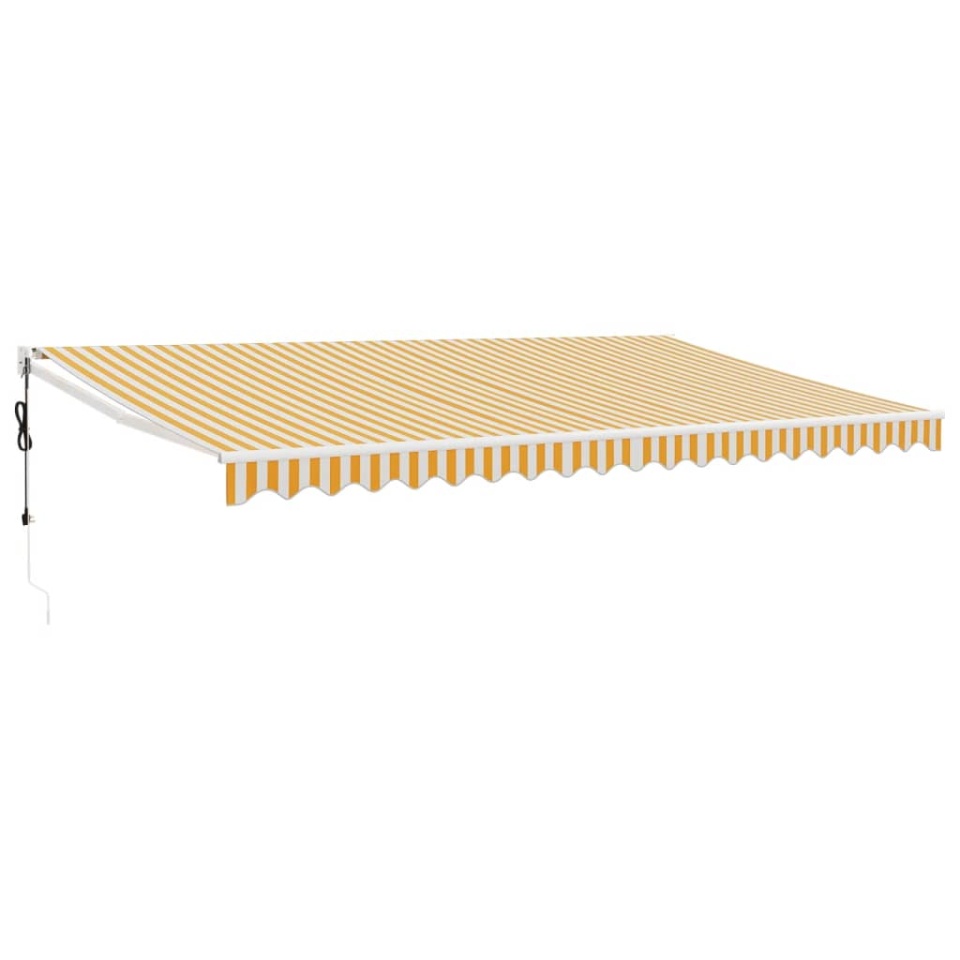Copertină retractabilă automată, galben și alb, 5x3 m - 1 | YEO