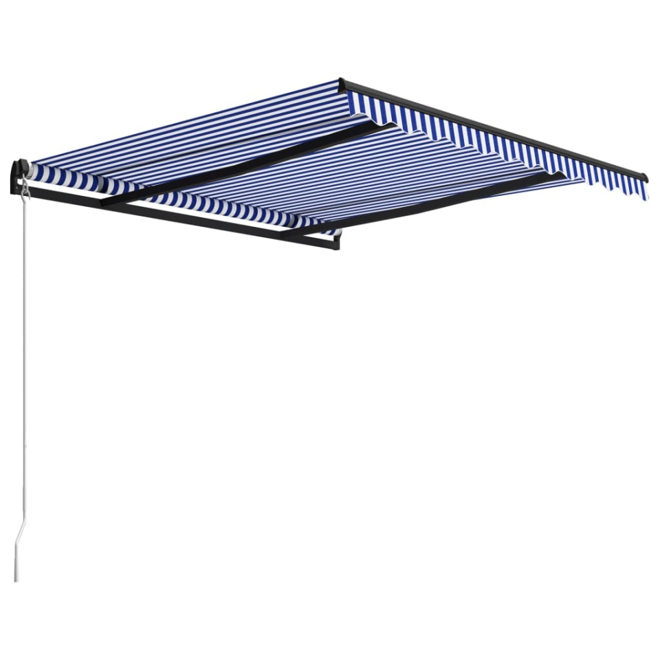 Copertină retractabilă manual, albastru și alb, 300 x 250 cm - 2 | YEO