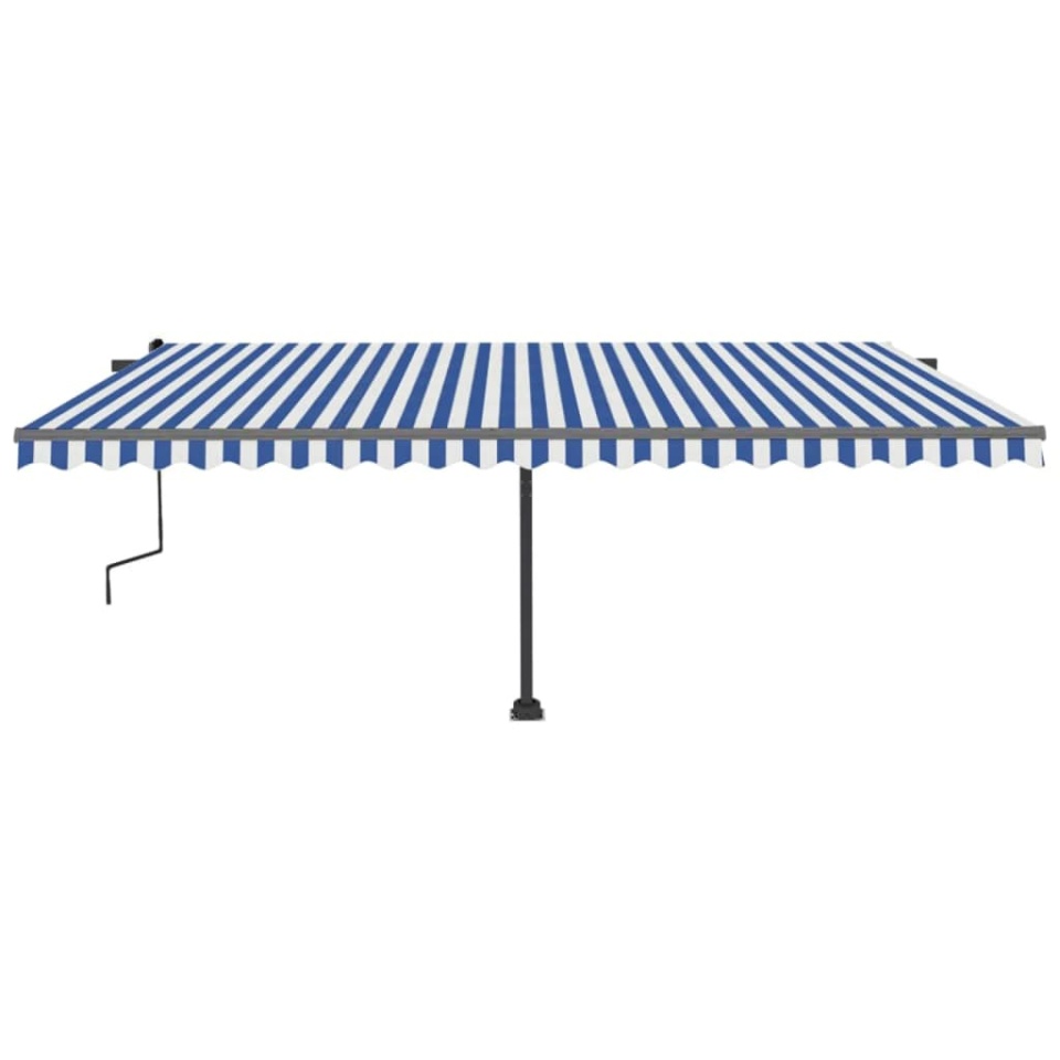 Copertină retractabilă manual cu LED, albastru&alb, 500x300 cm - 3 | YEO