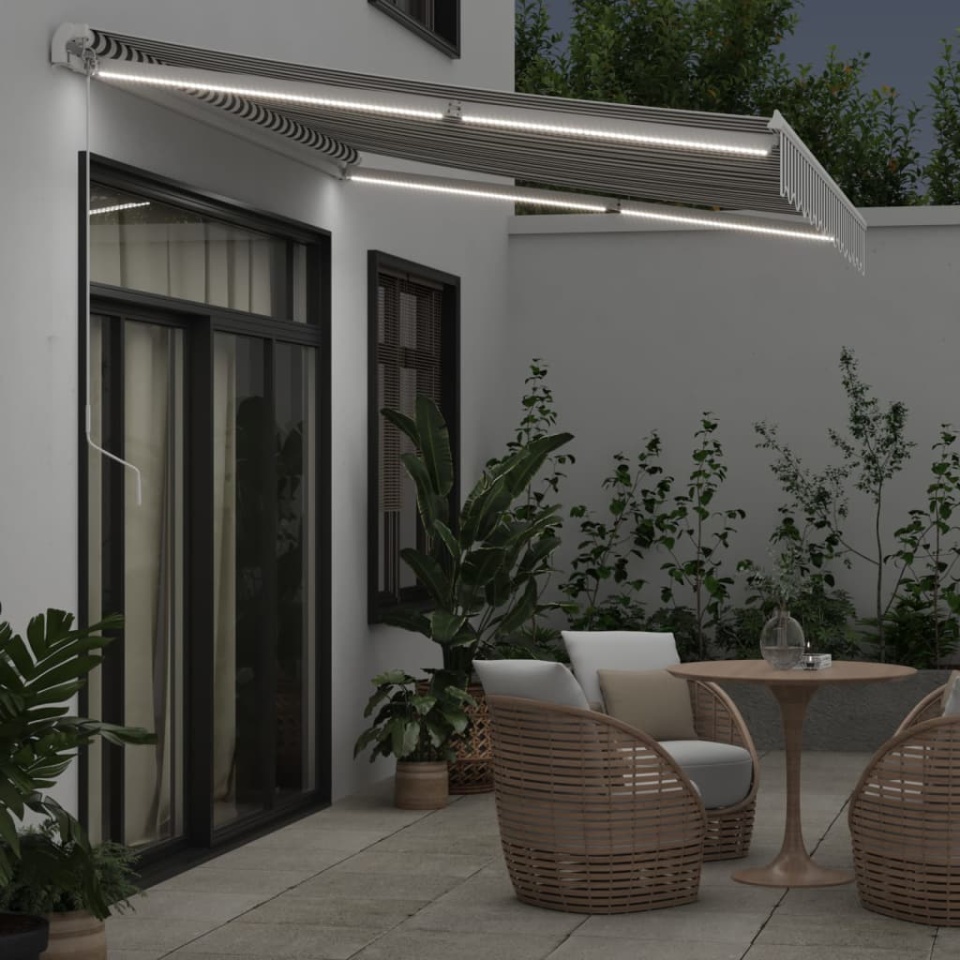 Copertină retractabilă manual cu LED, antracit/alb, 350x250 cm - 2 | YEO