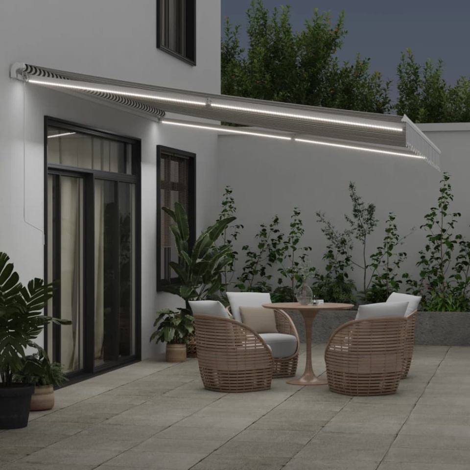 Copertină retractabilă manual cu LED, antracit/alb, 450x300 cm - 2 | YEO