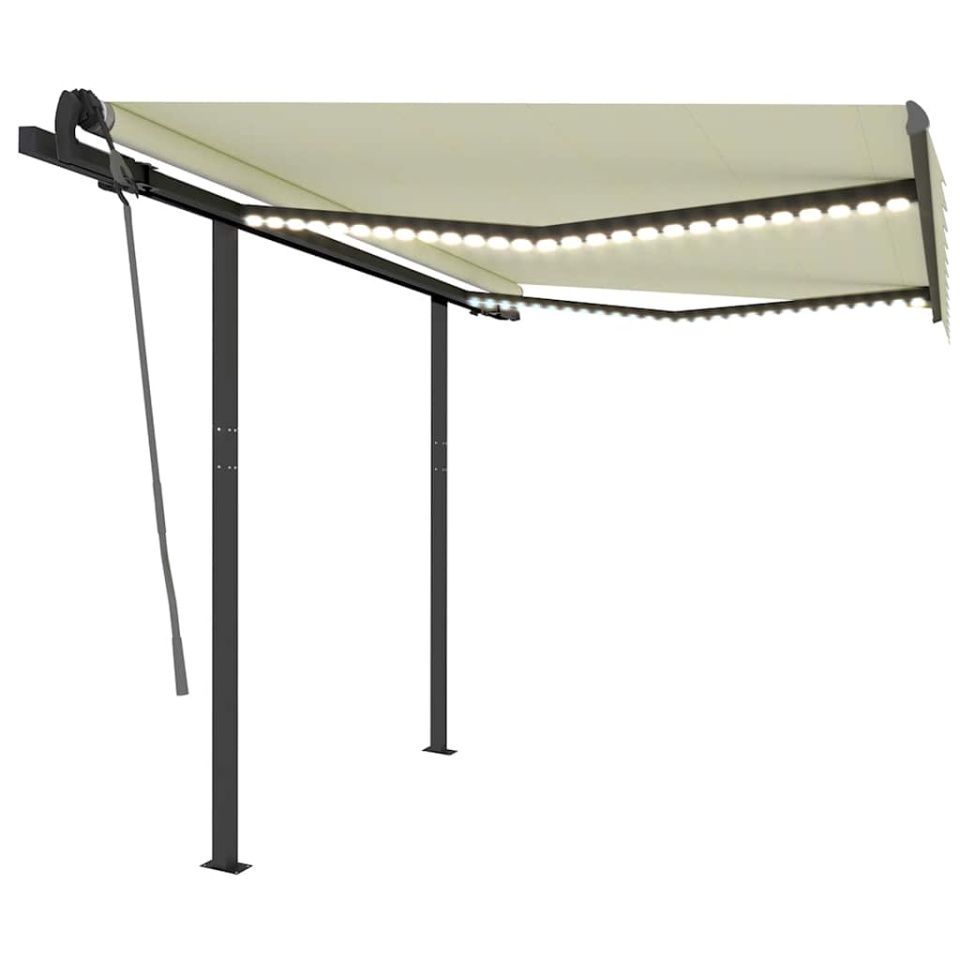 Copertină retractabilă manual cu LED, crem, 3x2,5 m - 1 | YEO