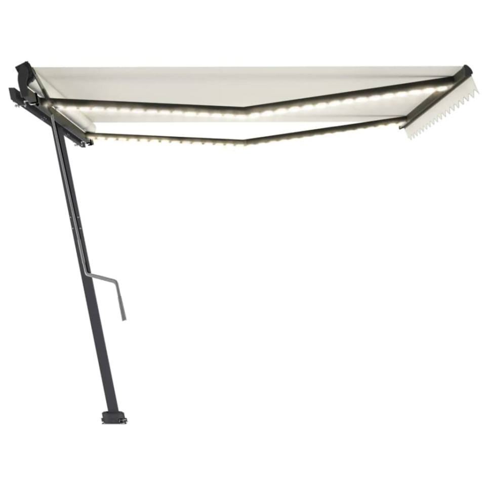 Copertină retractabilă manual cu LED, crem, 450x350 cm - 3 | YEO