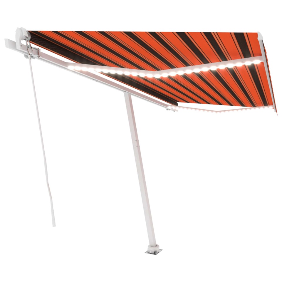 Copertină retractabilă manual cu LED portocaliu&maro 400x300 cm - 1 | YEO