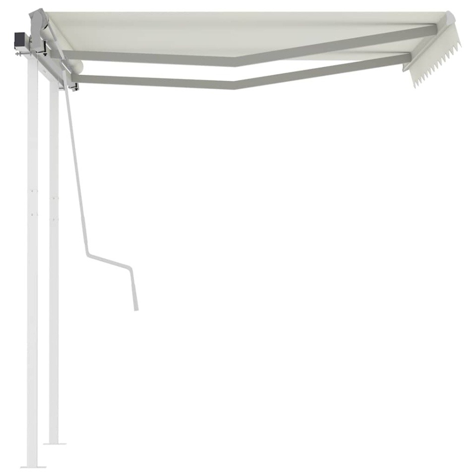 Copertină retractabilă manual cu stâlpi, crem, 3x2,5 m - 3 | YEO