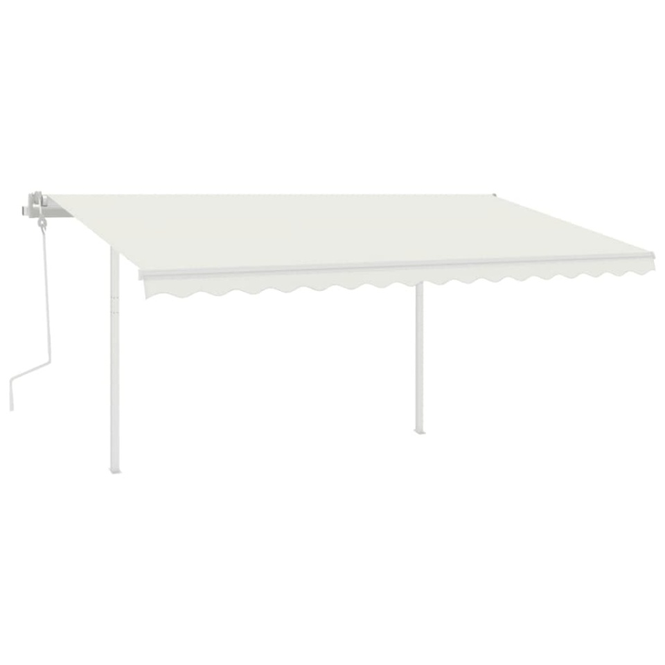 Copertină retractabilă manual, cu stâlpi, crem, 4x3 m - 1 | YEO