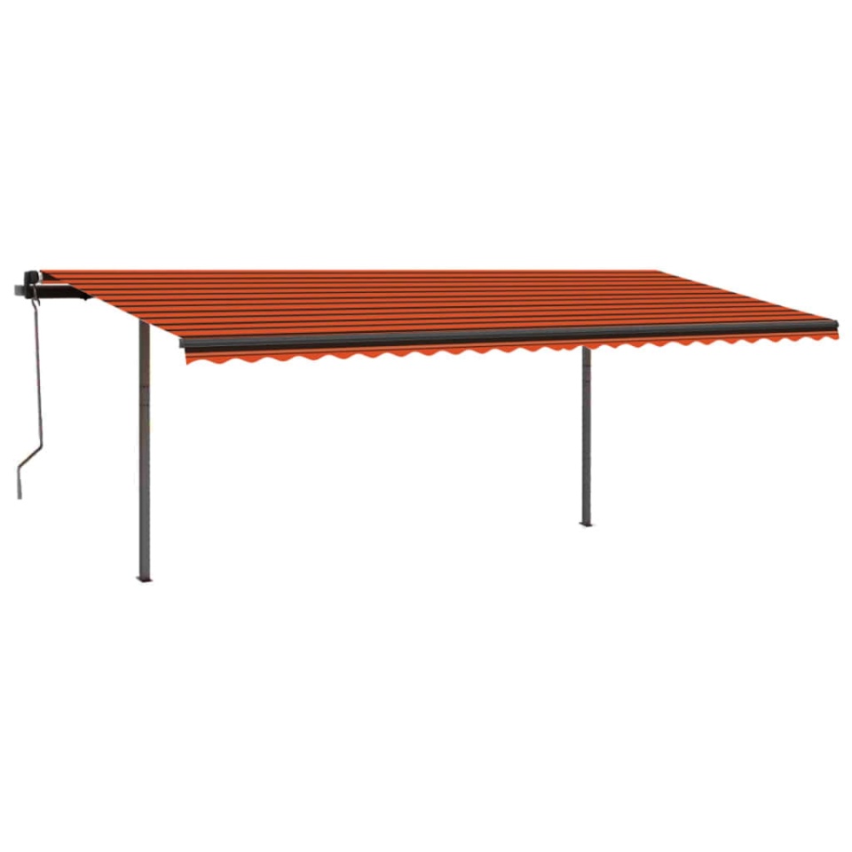 Copertină retractabilă manual, stâlpi portocaliu&maro 3,5x2,5 m - 2 | YEO
