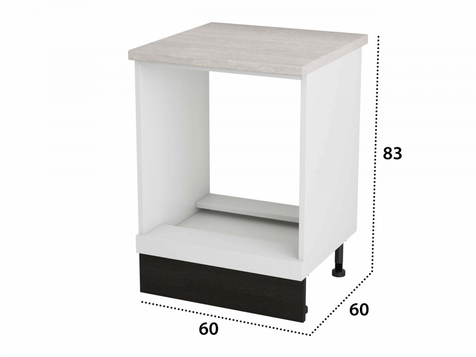 Corp cuptor, Alfa, Alb Wenge, blat travertin, PAL, 83x60x60 cm - 3 | YEO