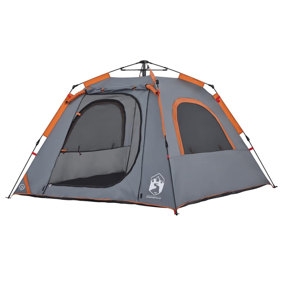 Cort camping cupolă 4 persoane, gri/portocaliu, setare rapidă - 3 | YEO