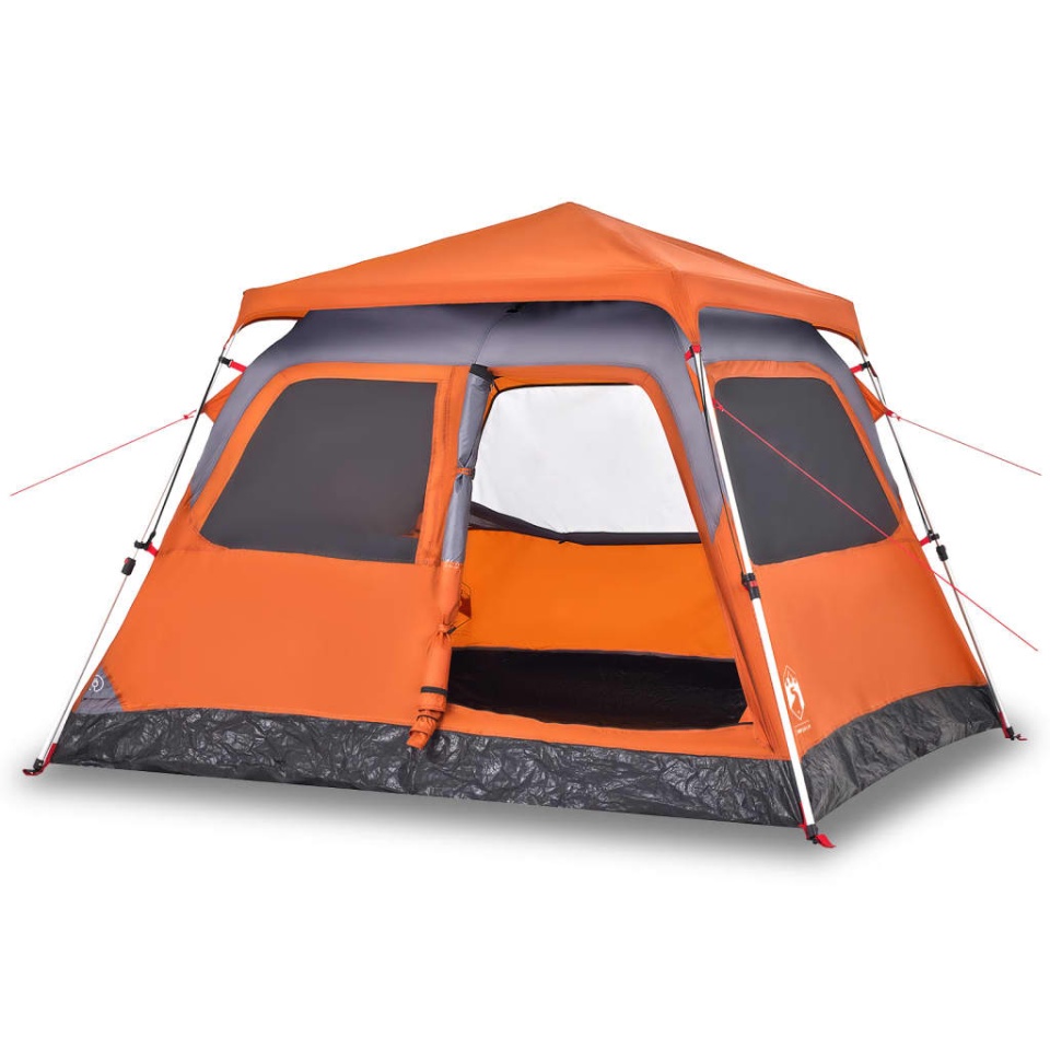 Cort camping cupolă 4 persoane, gri/portocaliu, setare rapidă - 1 | YEO