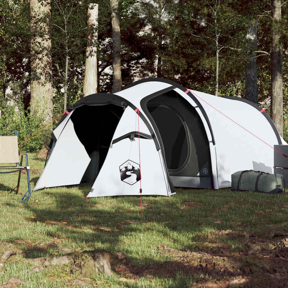 Cort camping tunel 3 persoane, alb, țesătură opacă, impermeabil - 2 | YEO