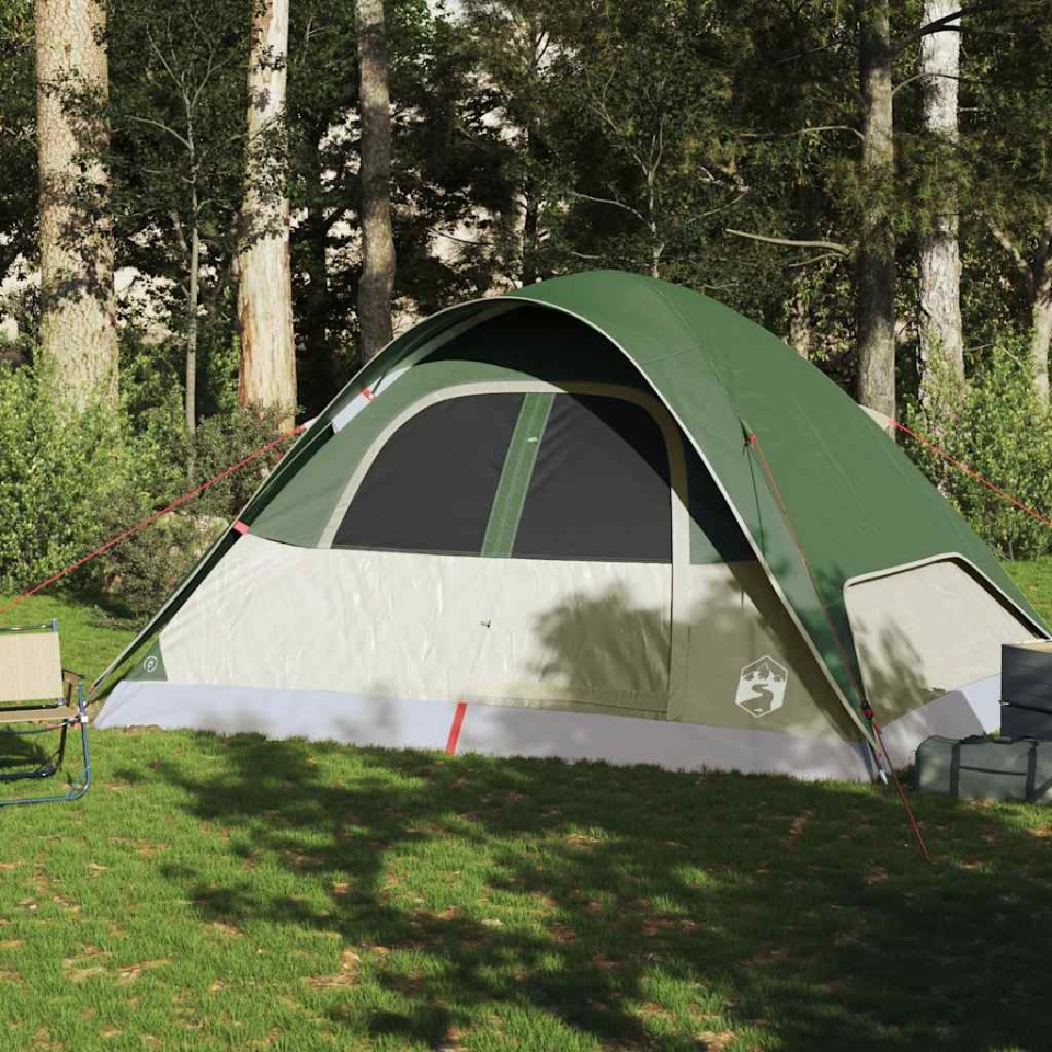 Cort de camping cupolă pentru 6 persoane, verde, impermeabil - 2 | YEO