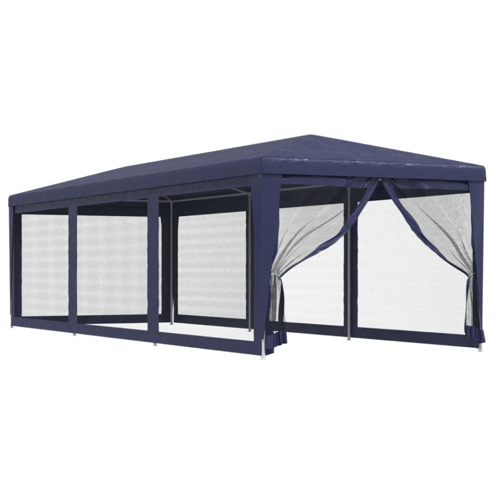 Cort de petrecere cu 8 pereți din plasă, albastru, 3x9 m, HDPE - 1 | YEO