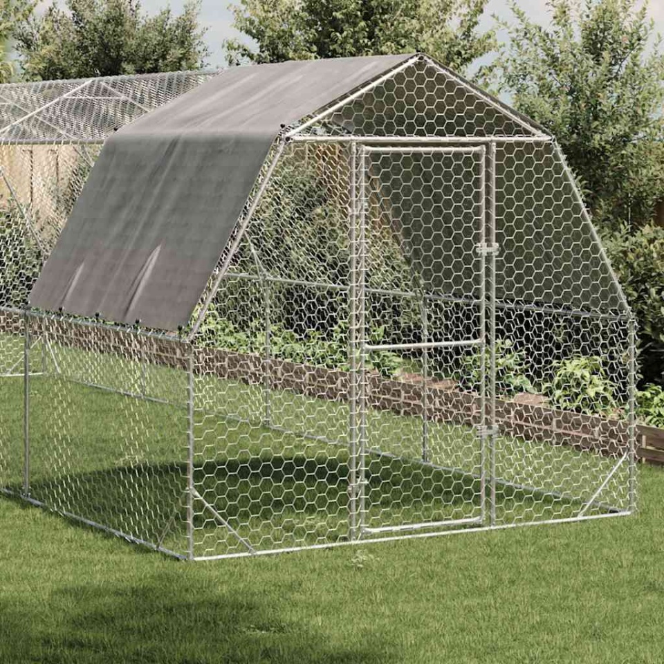 Coteț de păsări cu acoperiș 2,5x8x2,25 m oțel galvanizat - 1 | YEO