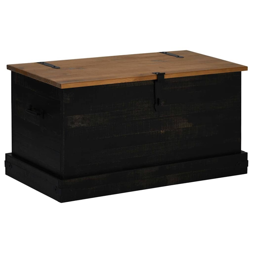 Cufă de depozitare HALDEN Negru 91x48x47 cm Lemn masiv de pin - 1 | YEO