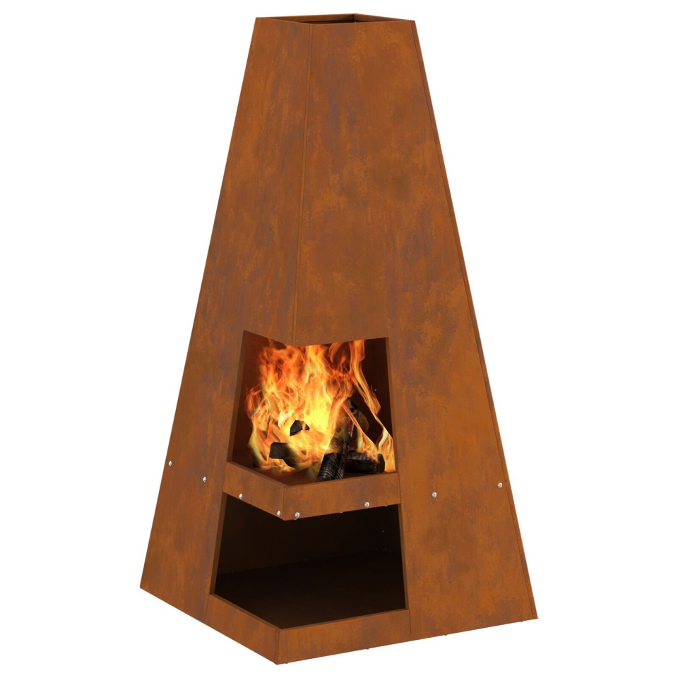 Cuptor de foc cu depozitare pentru lemne 50x50x100 cm Oțel rezistent la intemperii - 2 | YEO