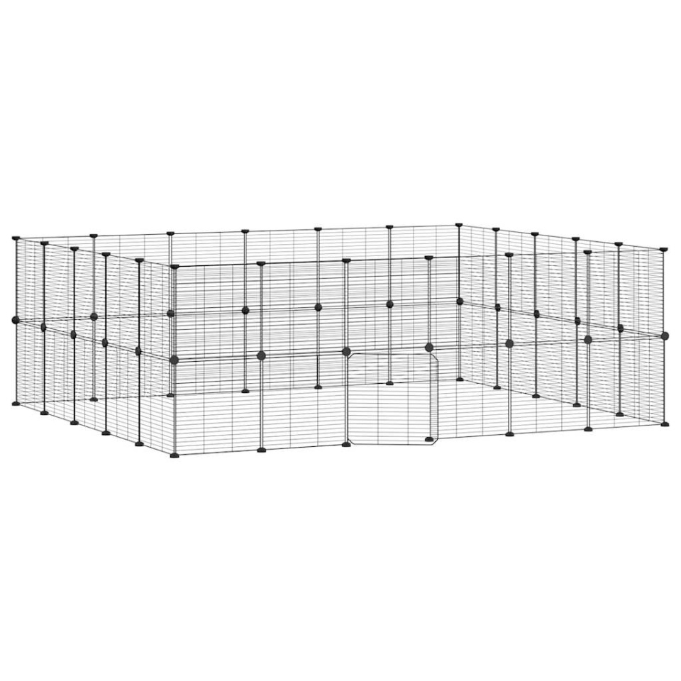 Cușcă animale de companie cu ușă 44 panouri negru 35x35 cm oțel - 1 | YEO