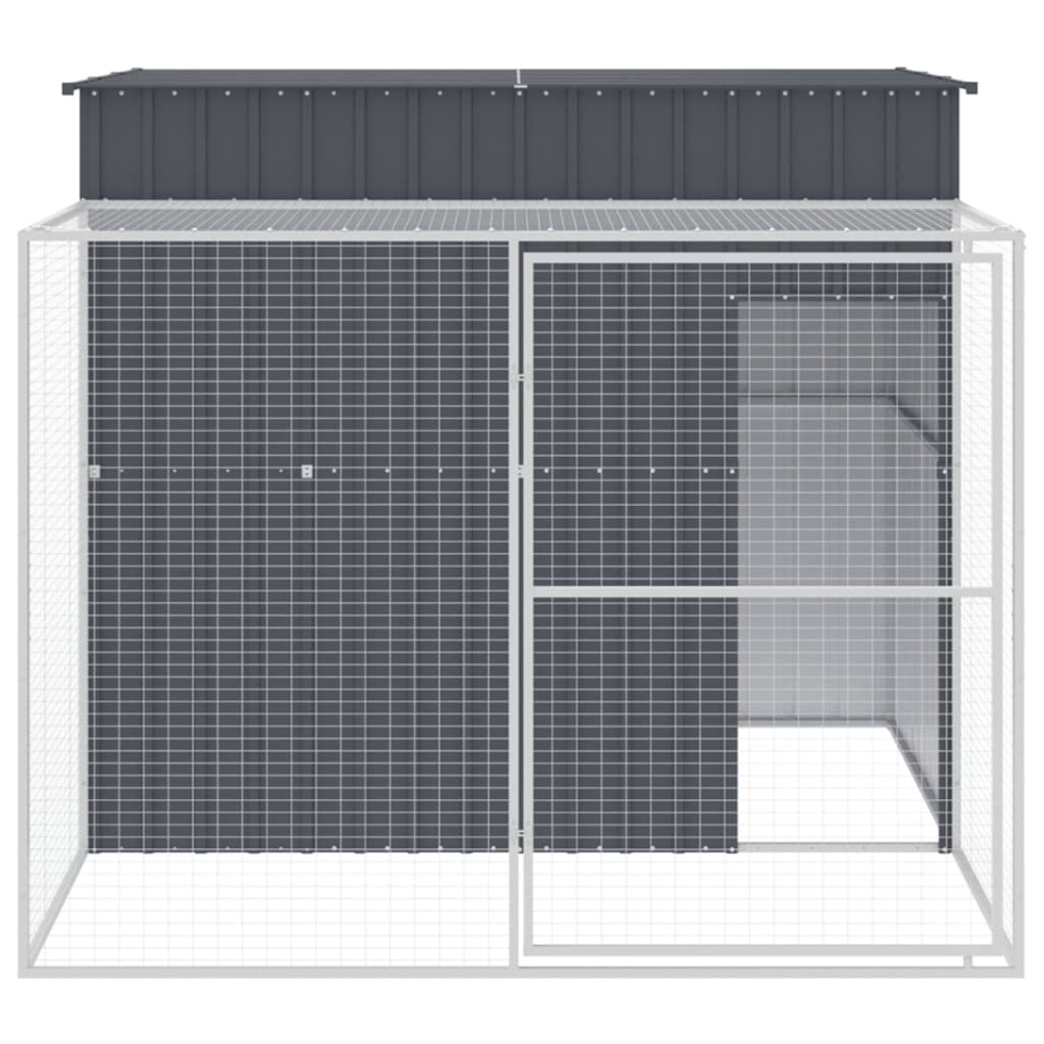 Cușcă de câine cu țarc antracit 214x253x181 cm oțel galvanizat - 2 | YEO