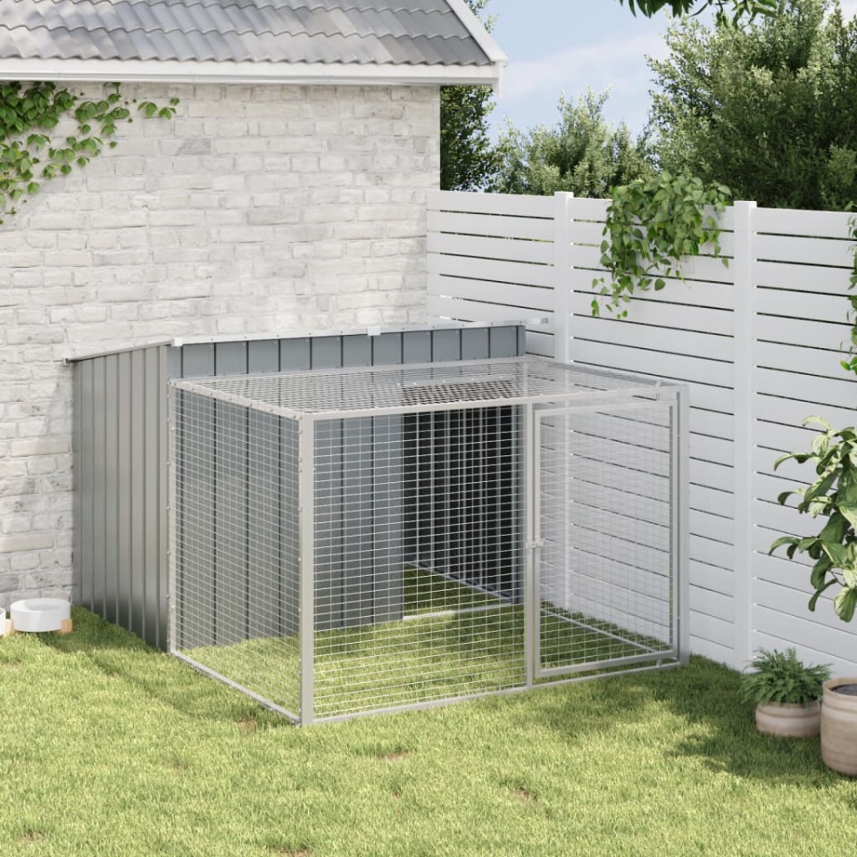 Cușcă de câini cu țarc, antracit 153x194x110 cm oțel galvanizat - 2 | YEO