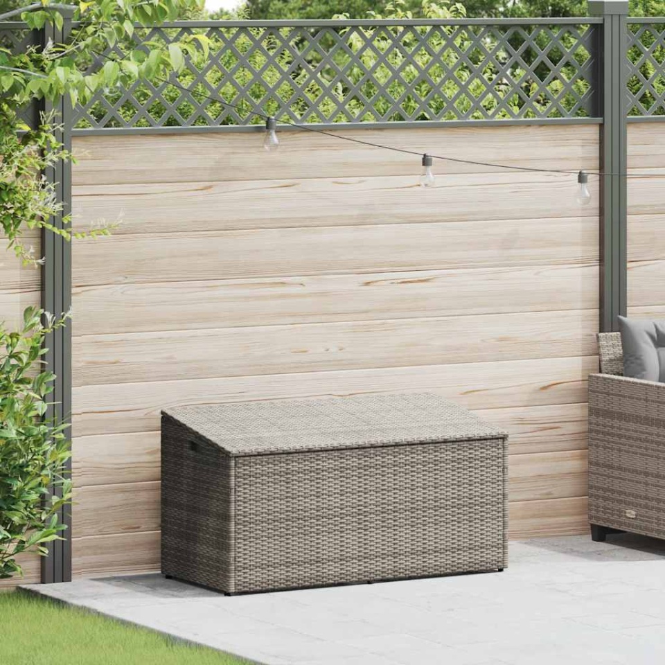 Cutie de depozitare de grădină gri 110x50x58 cm polirattan - 1 | YEO