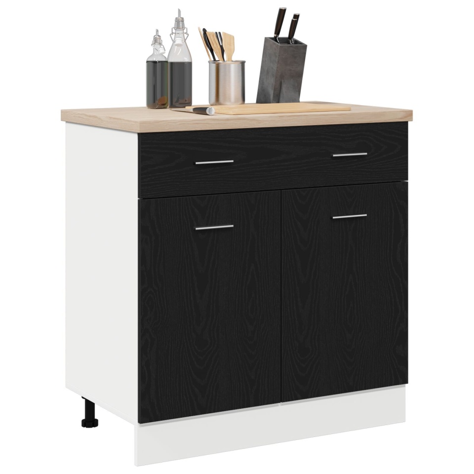 Dulap cu sertar în stejar negru, 80x46x81.5 cm, Fabricat din lemn prelucrat - 2 | YEO