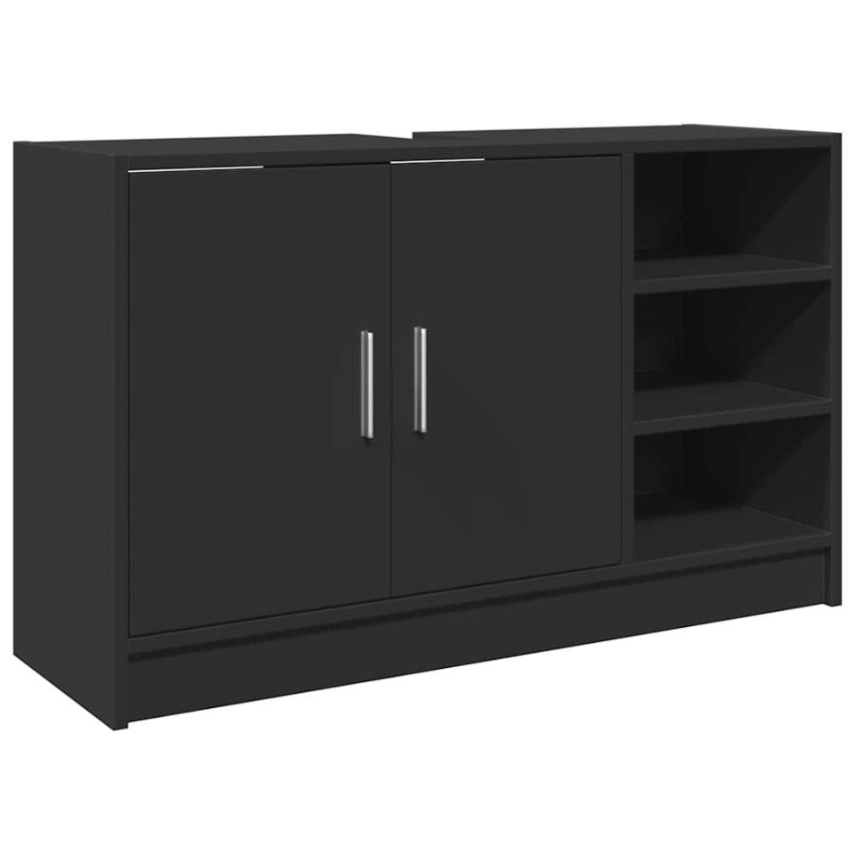Dulap de chiuvetă, negru, 90x29x55 cm, lemn prelucrat - 1 | YEO