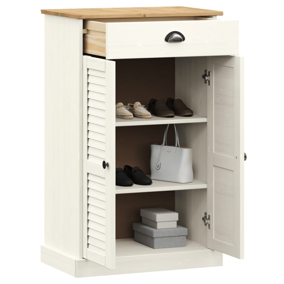 Dulap de pantofi VIGO, alb, 60x35x96 cm, lemn masiv de pin - 2 | YEO