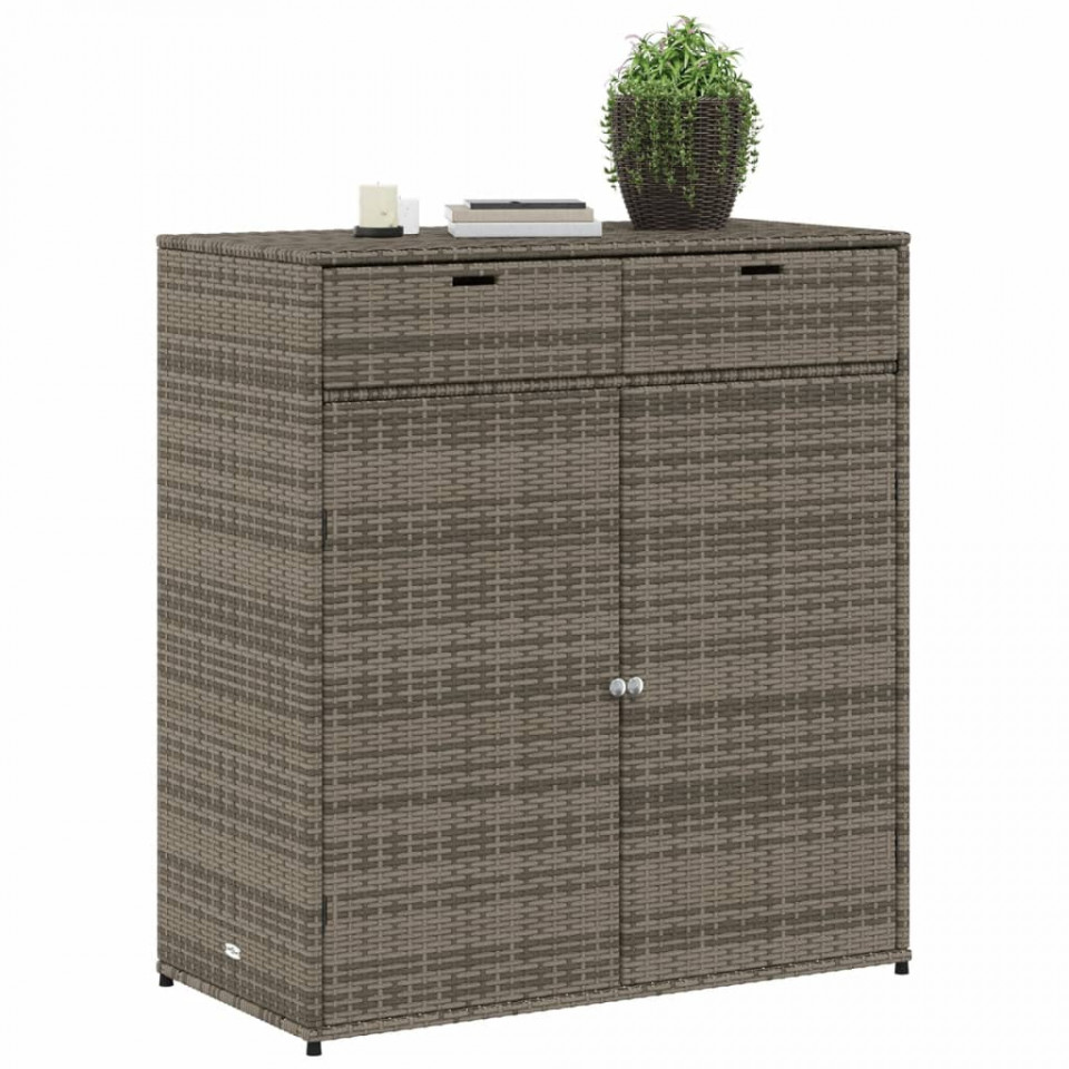 Dulap depozitare de grădină, gri, 105x55x113 cm, poliratan - 3 | YEO