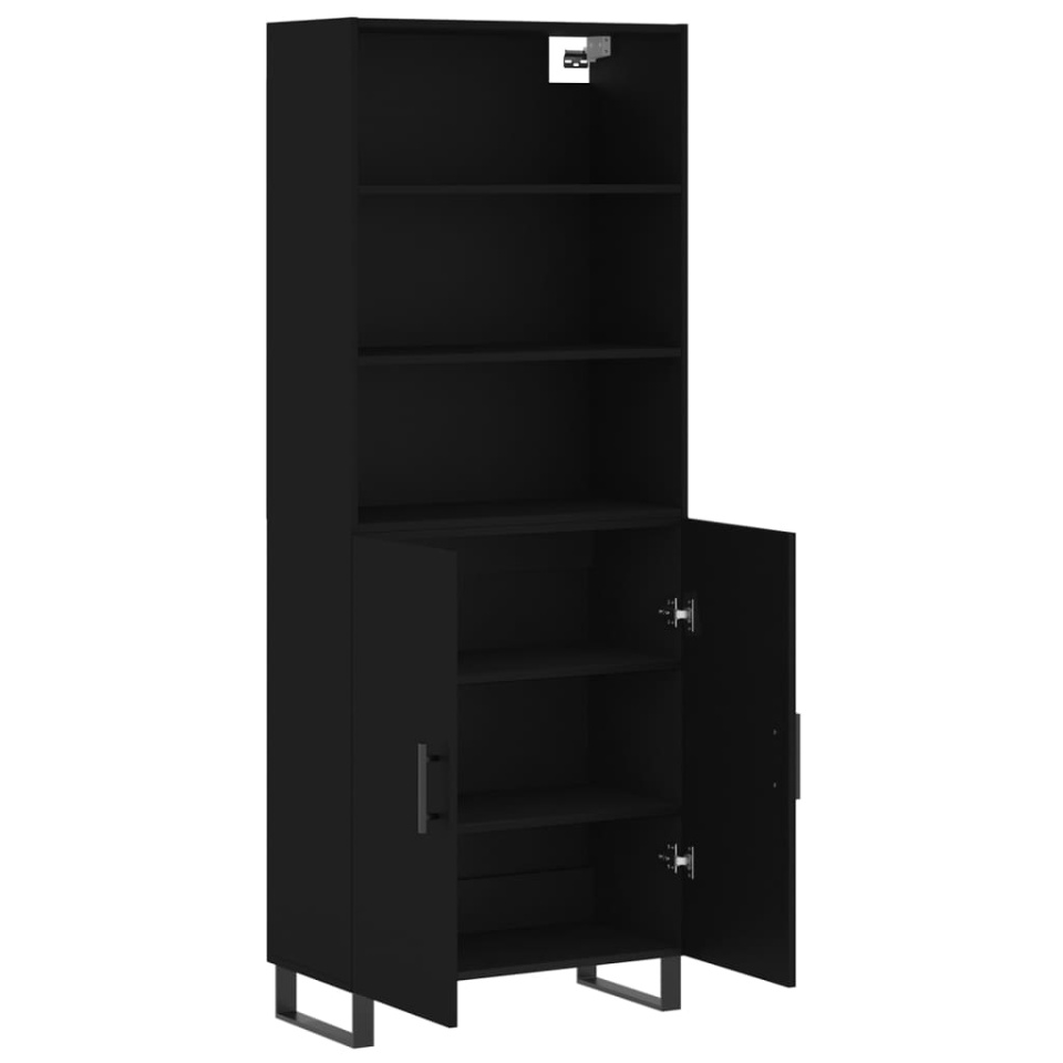 Dulap înalt, negru, 69,5x34x180 cm, lemn compozit - 3 | YEO