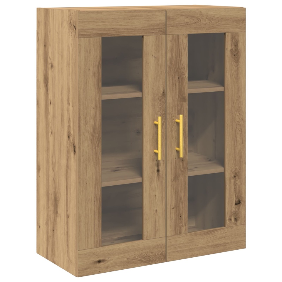 Dulap montat pe perete cu uși din sticlă Stejar Artisan 69,5x34x90 cm - 1 | YEO