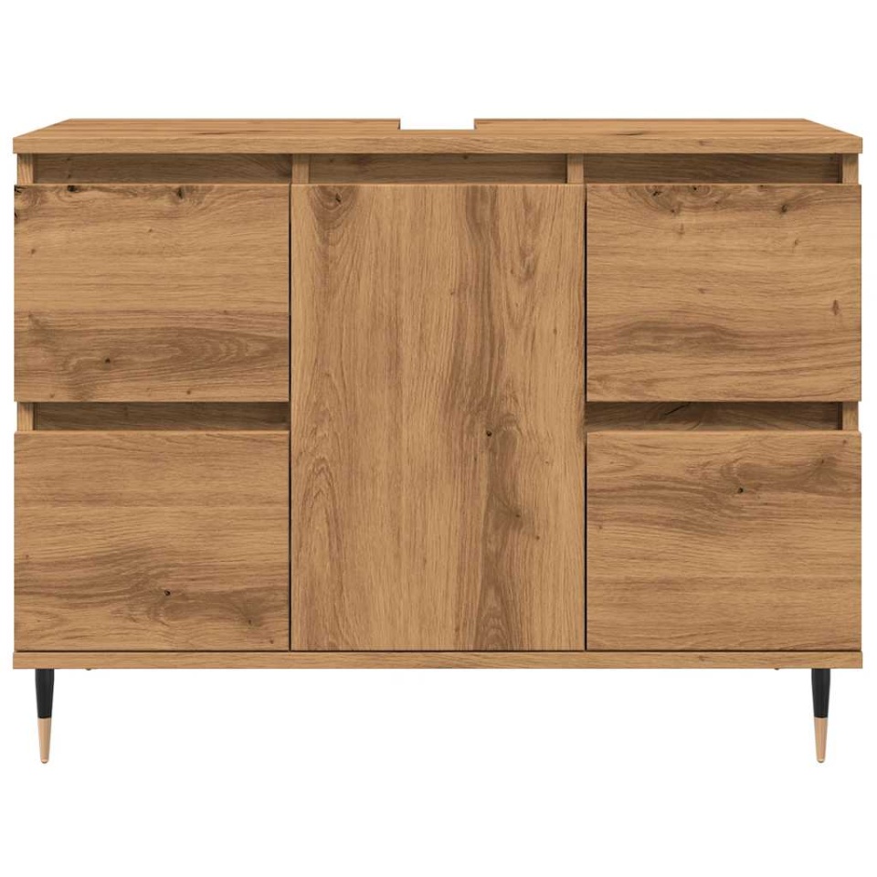 Dulap pentru baie stejar artizanal, 80x33x60 cm, lemn prelucrat - 3 | YEO