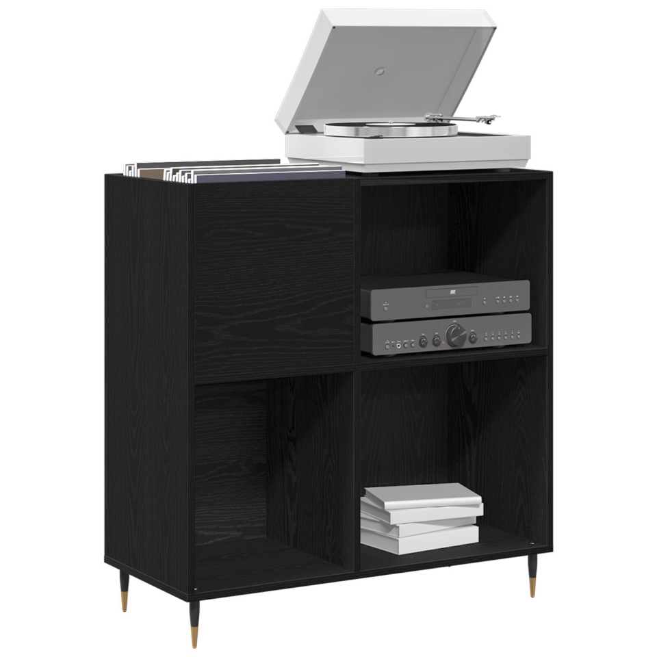 Dulap pentru discuri, stejar negru 84,5x38x89 cm lemn prelucrat - 2 | YEO