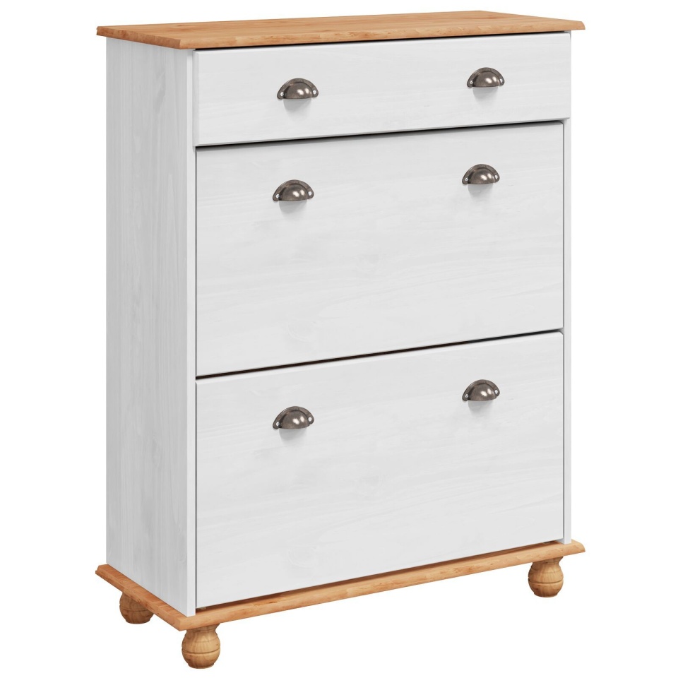 Dulap pentru pantofi ASKIM Alb 85x35x108 cm Lemn Solid de Pin - 1 | YEO