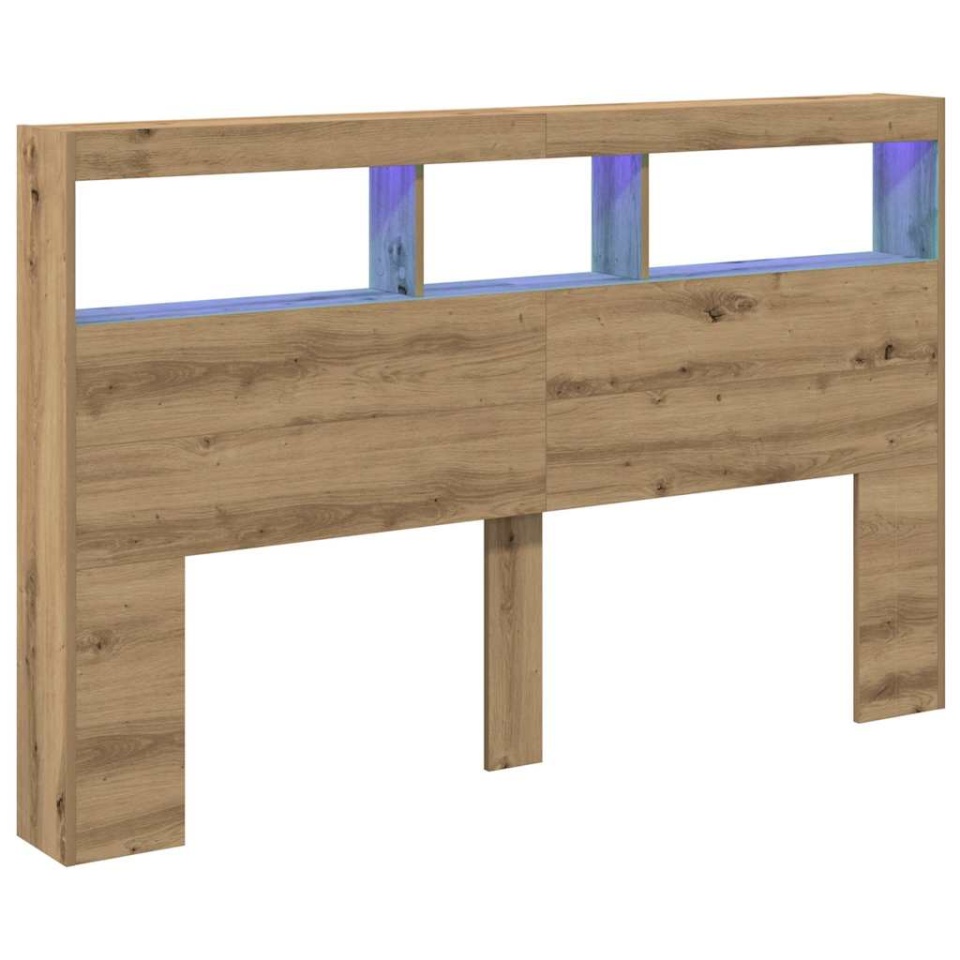 Dulap pentru tăblie cu LED Stejar Artisan 160x17x102 cm - 2 | YEO