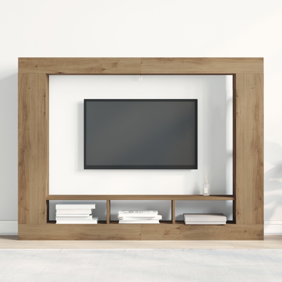 Dulap TV Montat pe Perete Stejar Artisan 152x22x113 cm - 3 | YEO
