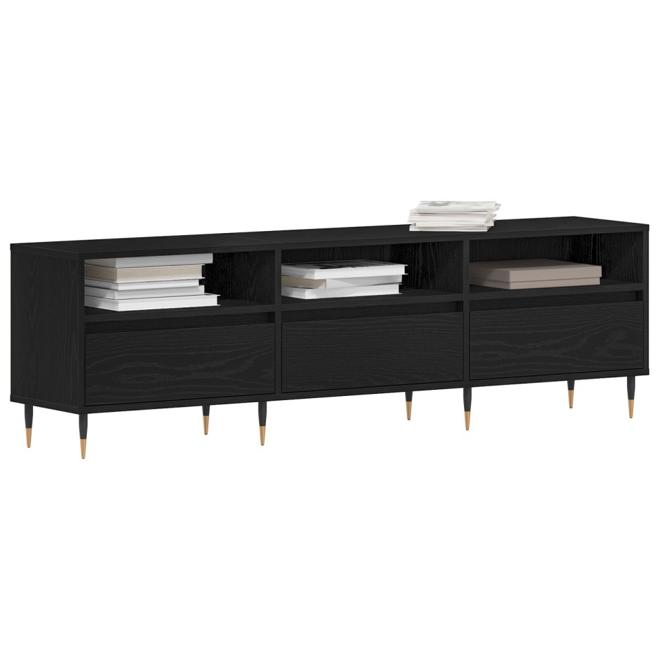 Dulap TV, stejar negru, 150x30x44,5 cm, lemn prelucrat - 2 | YEO