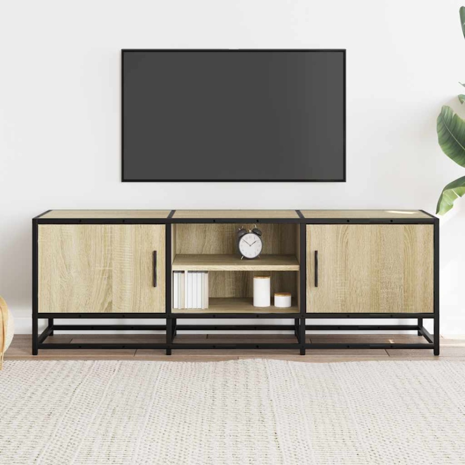 Dulap TV, stejar sonoma, 120x35x41 cm, lemn prelucrat și metal - 2 | YEO