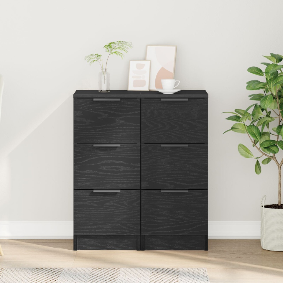 Dulapuri 2 buc Negru Stejar 30x30x70 cm Lemn prelucrat - 3 | YEO
