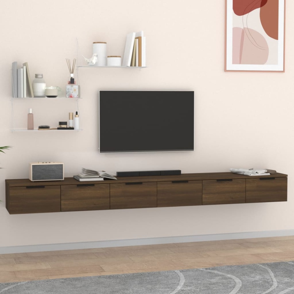 Dulapuri de perete, 2 buc., maro, 102x30x20 cm, lemn prelucrat