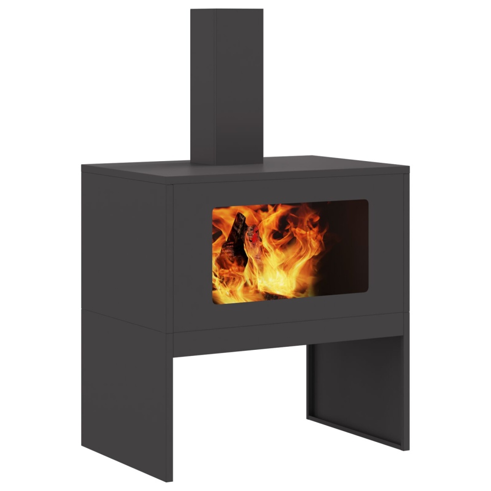 Foc de tabără cu horn Negru 60x40x96 cm Oțel - 2 | YEO
