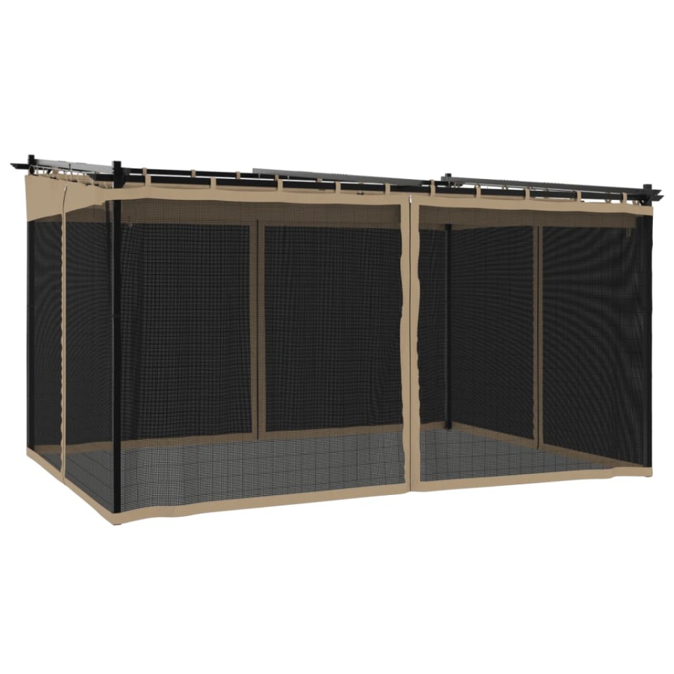 Foișor cu pereți din plasă, gri taupe, 4x3 m, oțel - 1 | YEO