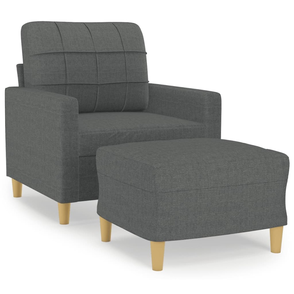 Fotoliu canapea cu taburet, gri închis, 60 cm, textil - 1 | YEO