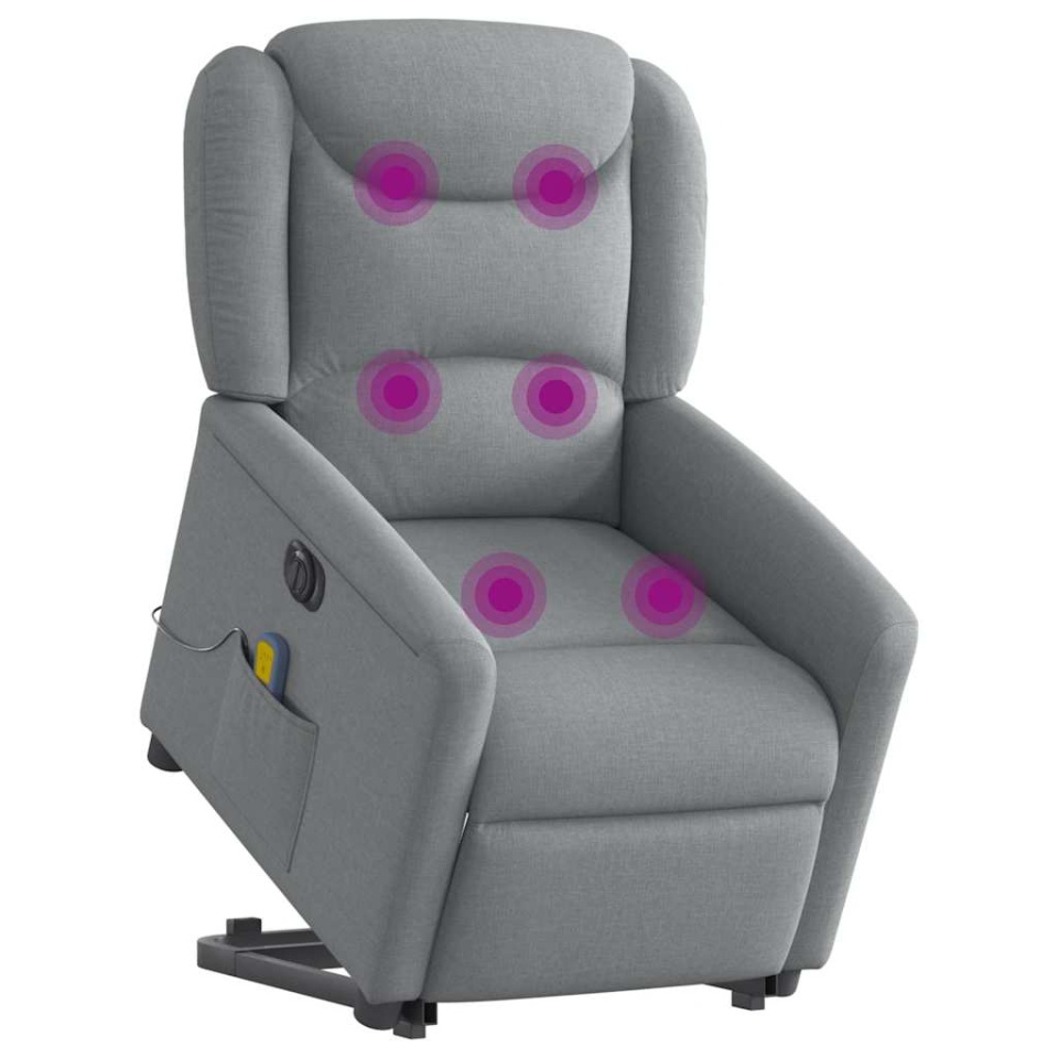 Fotoliu electric masaj rabatabil cu ridicare, gri închis textil - 2 | YEO