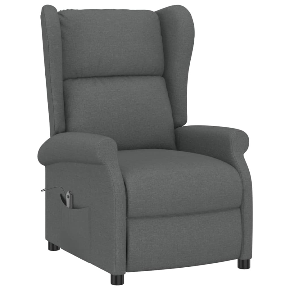 Fotoliu rabatabil electric cu spătar aripi, gri închis, textil - 2 | YEO