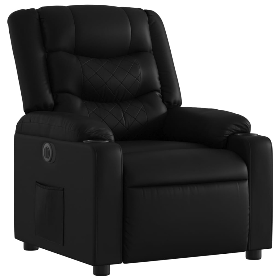 Fotoliu rabatabil electric, negru, piele ecologică - 3 | YEO
