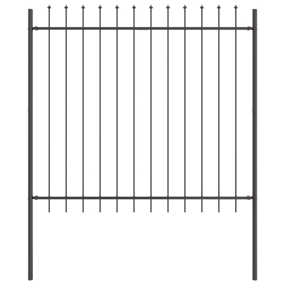 Gard cu varf in forma de lance Gri 3,4x1,5 m Otel - 3 | YEO